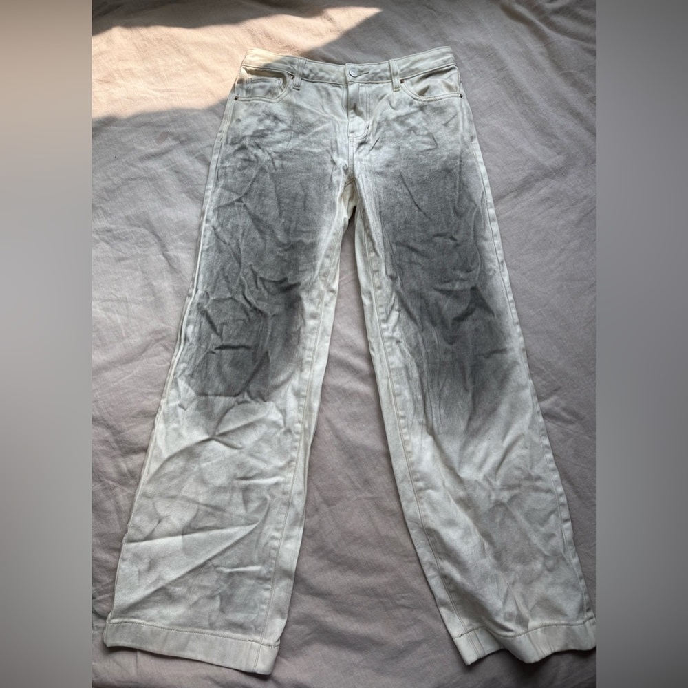 PacSun White Straight Leg Jeans with Unique Print